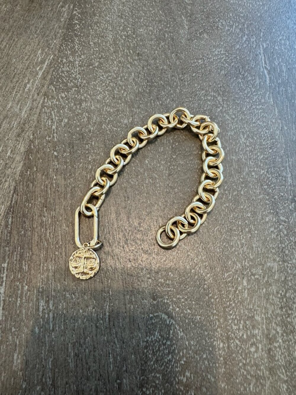 Anthropologie Serafina Gold Plated Chain Link Bracelet